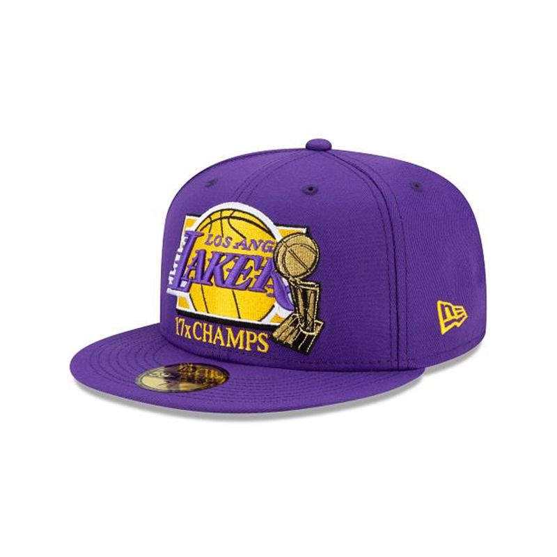 NBA Los Angeles Lakers 17x Champs 59Fifty Fitted (TET3838) - Purple New Era Caps